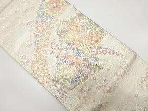 佐賀錦　地紙に花鳥模様織り出し　袋帯